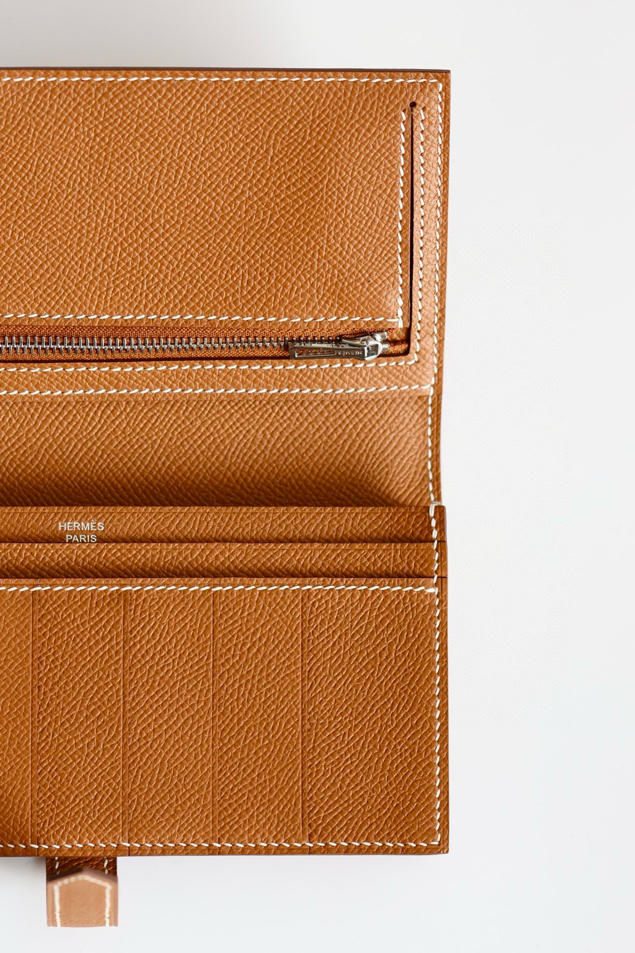 Hermes Bearn Long Handmade Wallet in Gold Epsom Calfskin - Image 5
