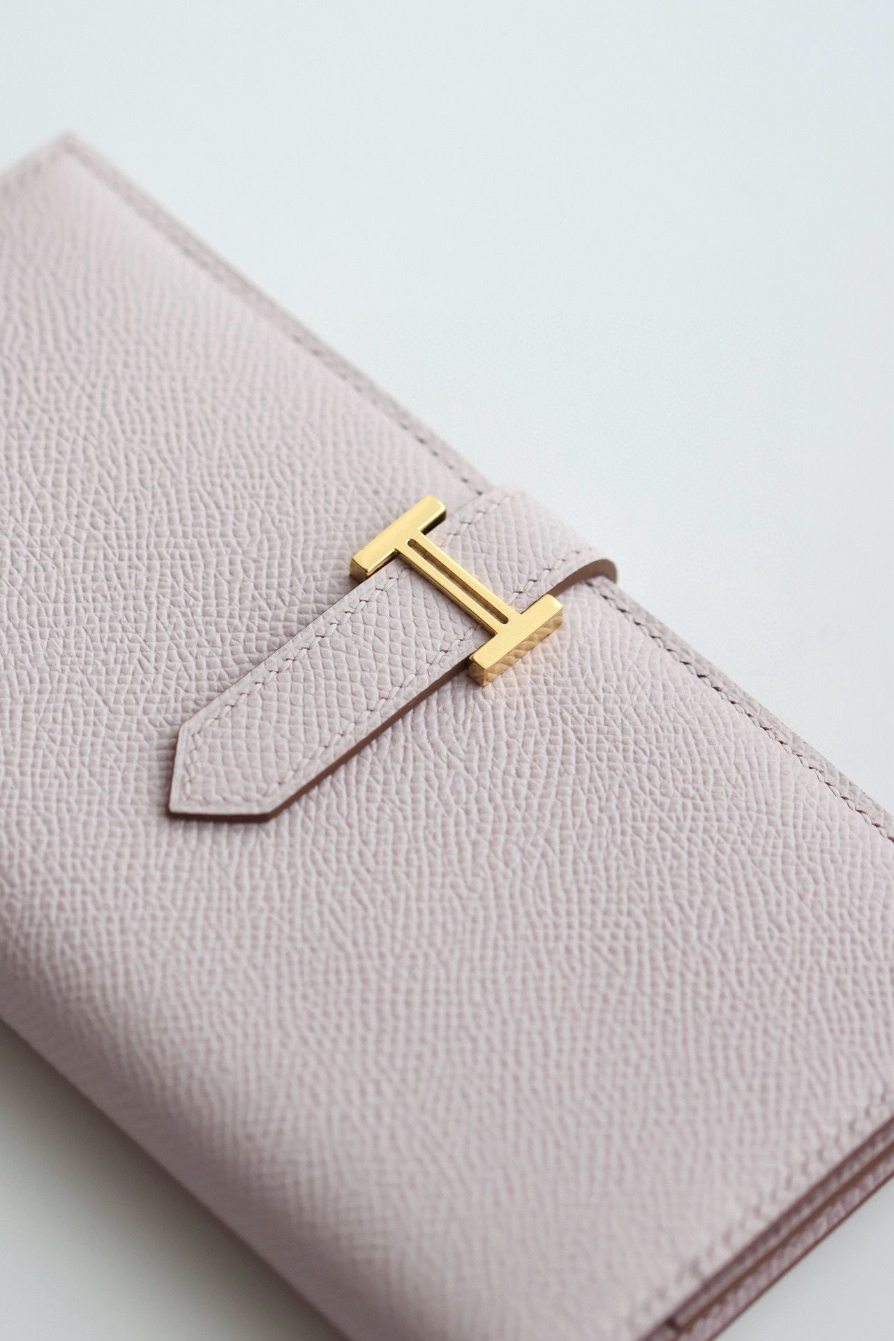 Hermes Bearn Long Handmade Wallet in Mauve Pale Epsom Calfskin - Image 3