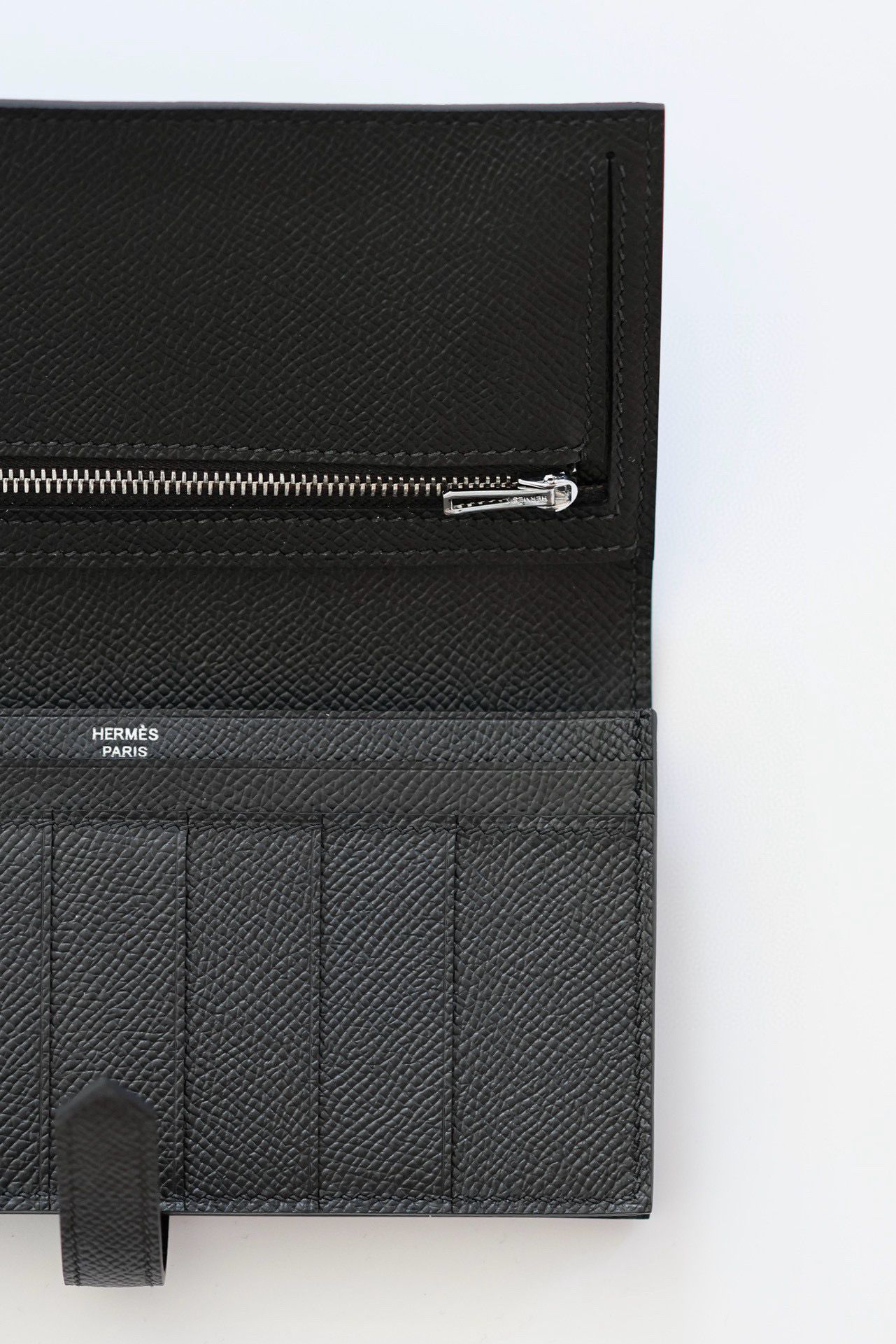 Hermes Bearn Long Handmade Wallet in All Black - Image 6