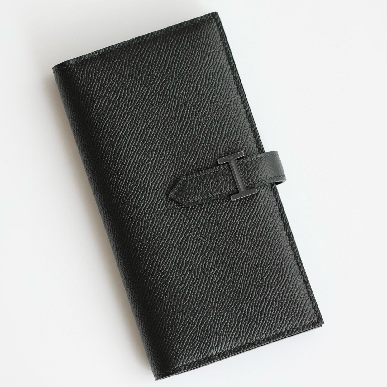 Hermes Bearn Long Handmade Wallet in All Black