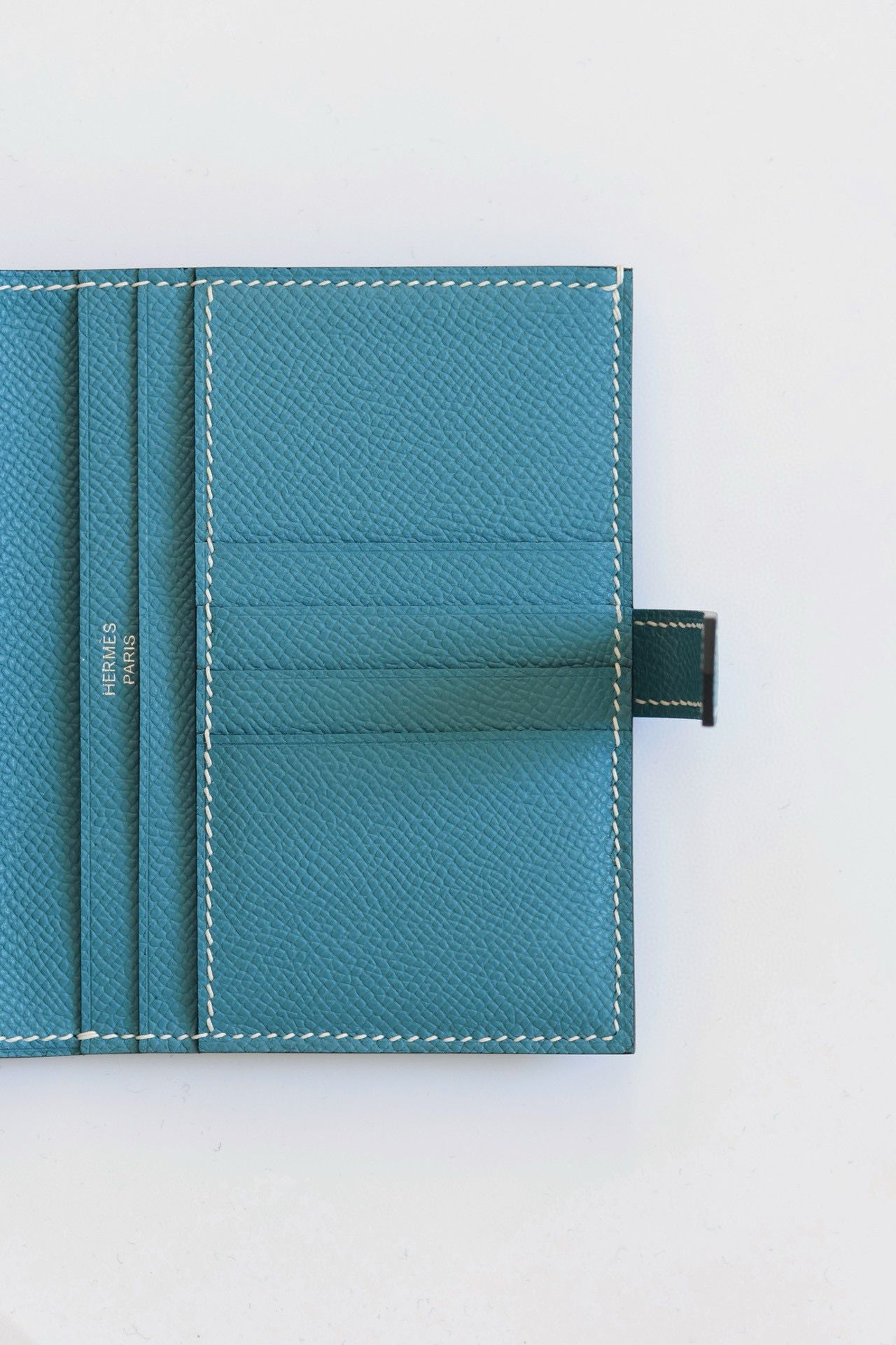 Hermes Bearn Compact Handmade Wallet in Blue Jean Epsom Calfskin - Image 8