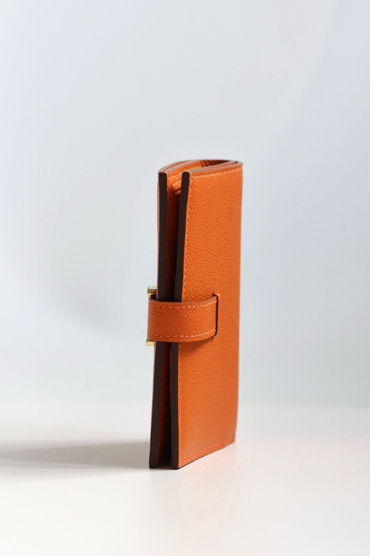 Hermes Bearn Compact Handmade Wallet in Orange Epsom Calfskin - Image 3