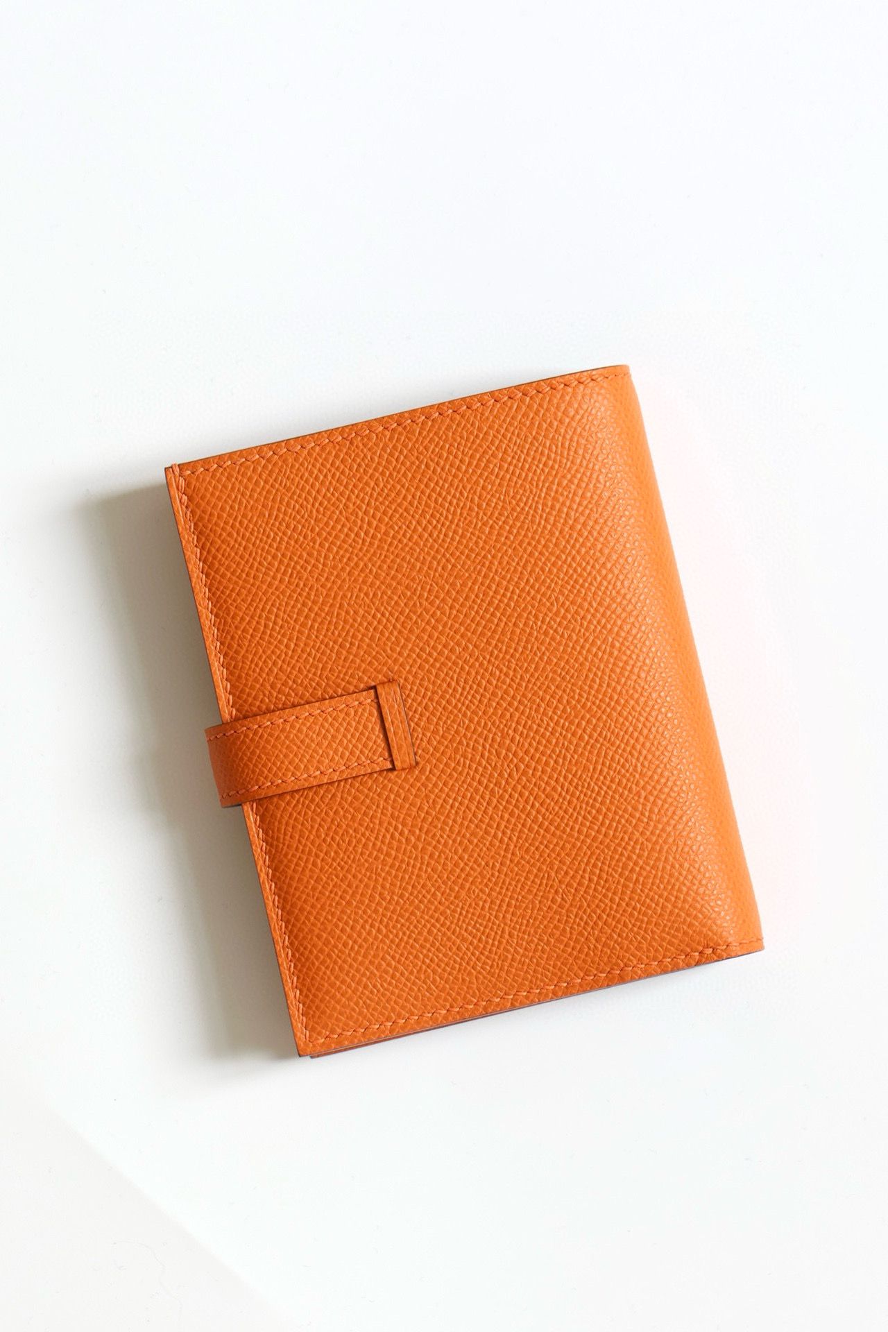 Hermes Bearn Compact Handmade Wallet in Orange Epsom Calfskin - Image 10