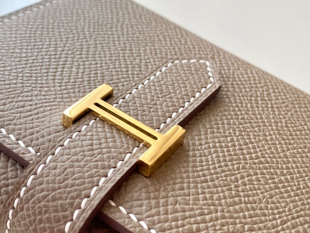 Hermes Bearn Tri-fold Handmade Wallet in Taupe Epsom Leather - Image 4