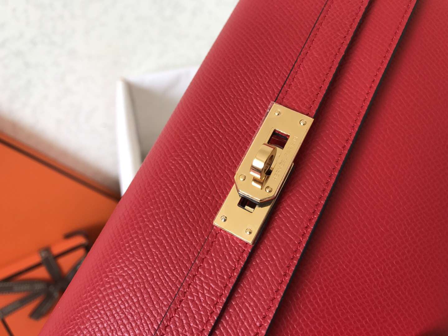 Hermes Kelly Classic Long Wallet In Red Epsom Leather - Image 5