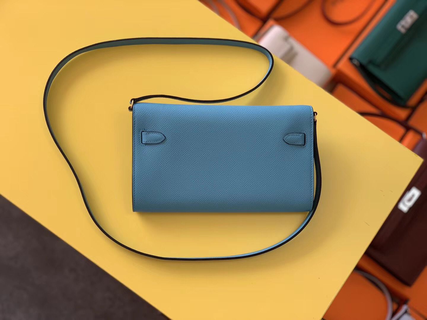 Hermes Kelly Classique To Go Wallet In Blue Du Nord Epsom Calfskin - Image 3