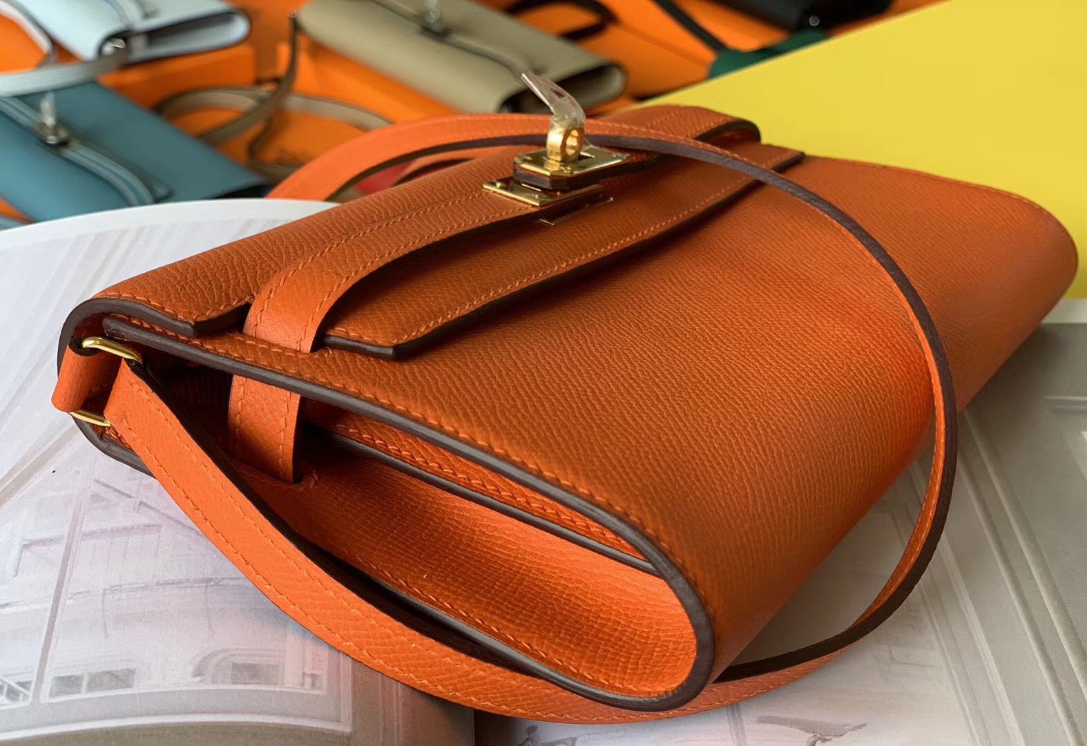Hermes Kelly Classique To Go Wallet In Orange Epsom Calfskin - Image 5