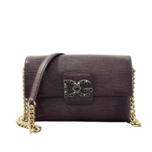 Dolce & Gabbana Burgundy Crystal Logo Crossbody Bag