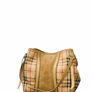 Burberry Beige Suede Haymarket Shoulder Bag