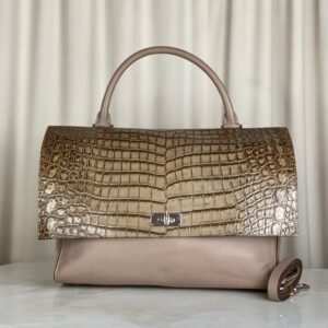 Givenchy Beige Croco Embossed Shark Top Handle Bag