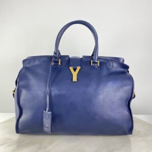 YSL Blue ChYc Large Cabas Y Lock Tote Bag