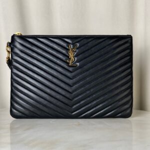 YSL Black Cassandre Classic Tablet Clutch