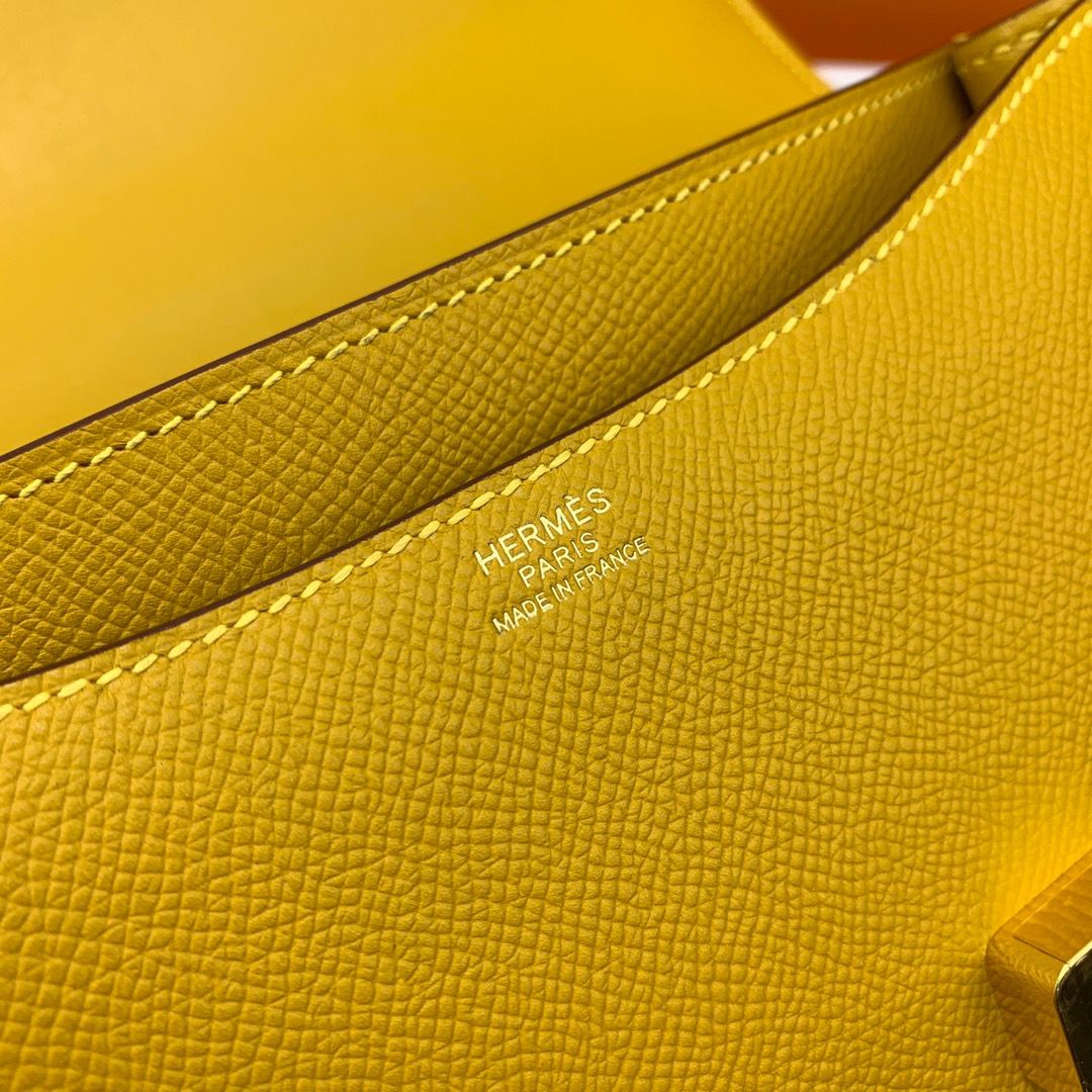 Hermes Constance 18 Handmade Bag In Jaune Ambre Epsom Calfskin - Image 14