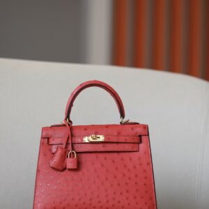 Kelly 25 Ostrich Braise (95) Gold Hardware