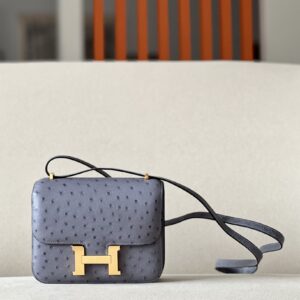 Constance 19 Ostrich Gris Agate (82) Gold Hardware