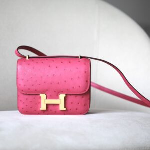 Constance 19 Ostrich Rose Tyrien (E5) Gold Hardware