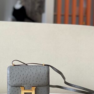 Constance 19 Ostrich Gris Asphalte (M8) Gold Hardware