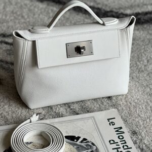 2424 Mini 21 Evercolor And Swift Blanc (01) Palladium Hardware